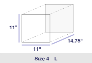 Image of the Large PO Box, Size 4, dimensions: 11 inches high, 11 inches wide, 14.75 inches deep.