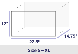 Image of the Extra Large PO Box, Size 5, dimensions: 12 inches high, 22.5 inches wide, 14.75 inches deep.